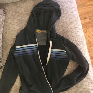 Aviator Nation Black Hoodie with Blue Stripes
